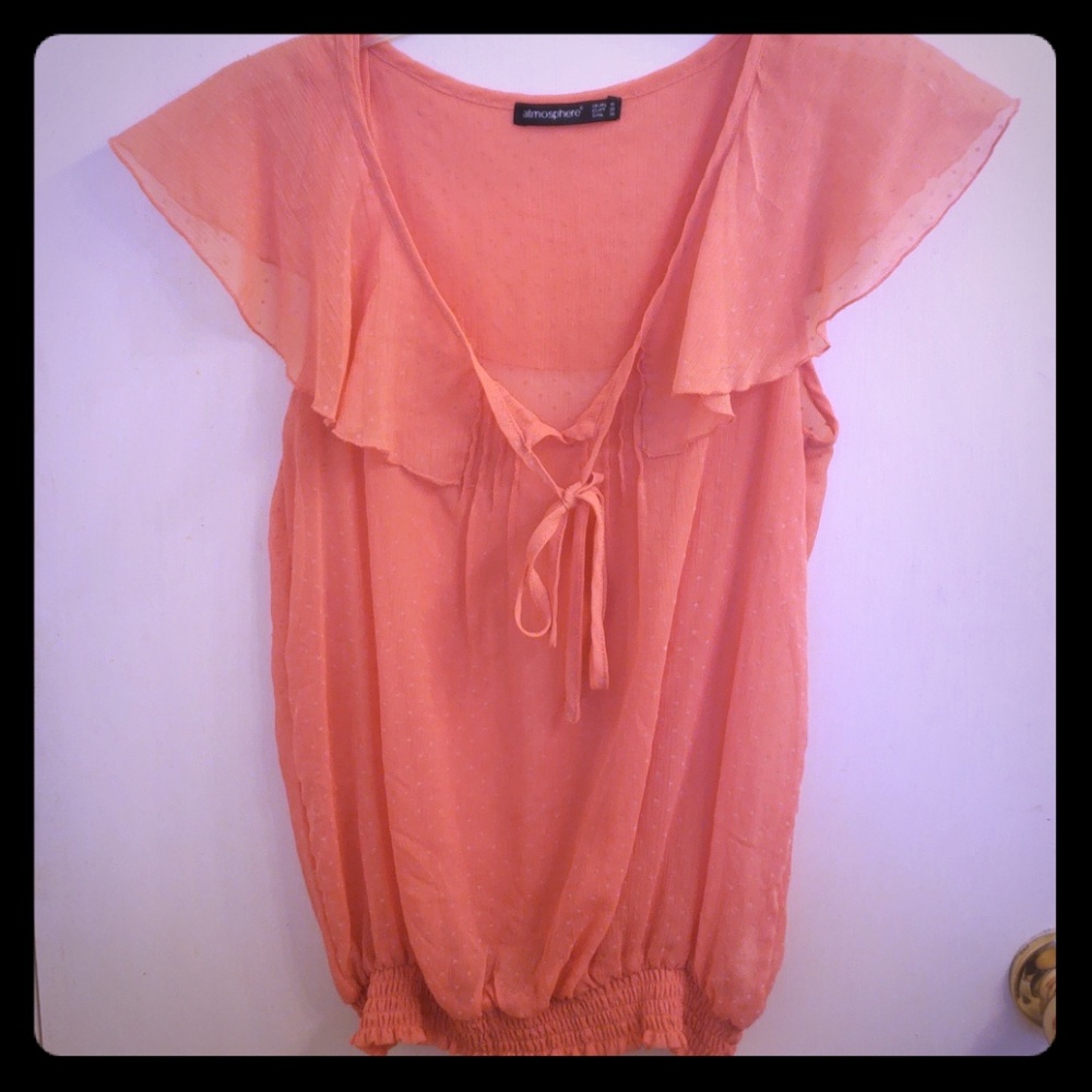 Dressy short sleeve Peach Blouse